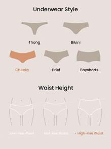 LUVLETTE 3-Pack Airy Cotton BasicHigh-Waist High-Leg Cheeky Panties Women Underwear Also Suitable For Teen Girl & Young & Kid - Multicolor - View 8