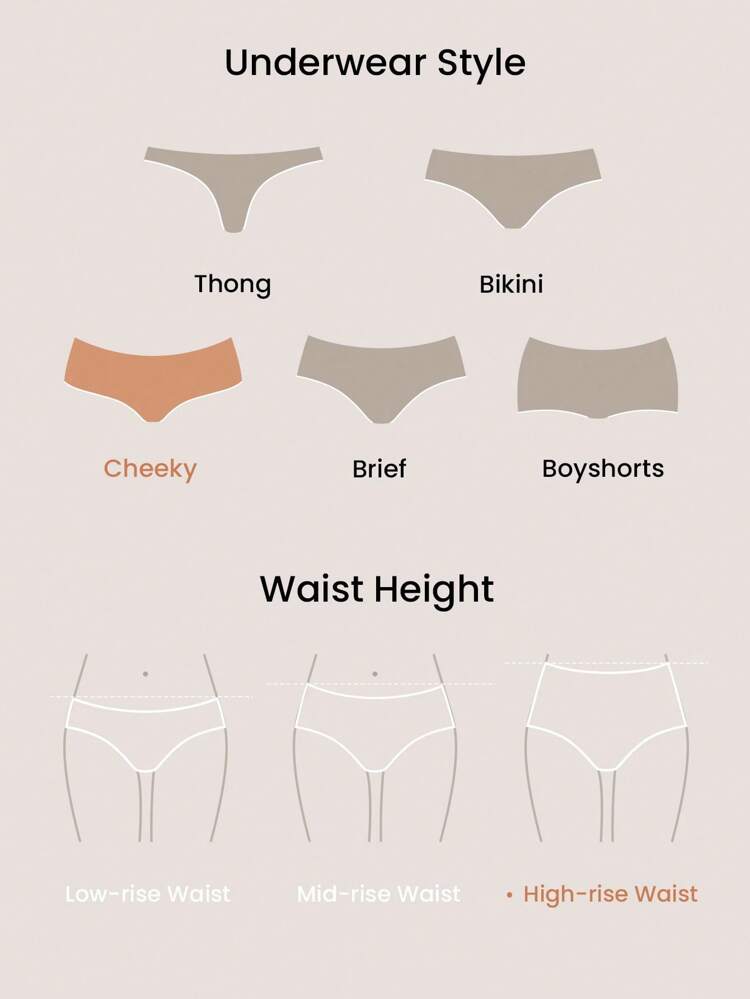 3-Pack Cotton High-Waist High-Leg Cheeky Panties Set