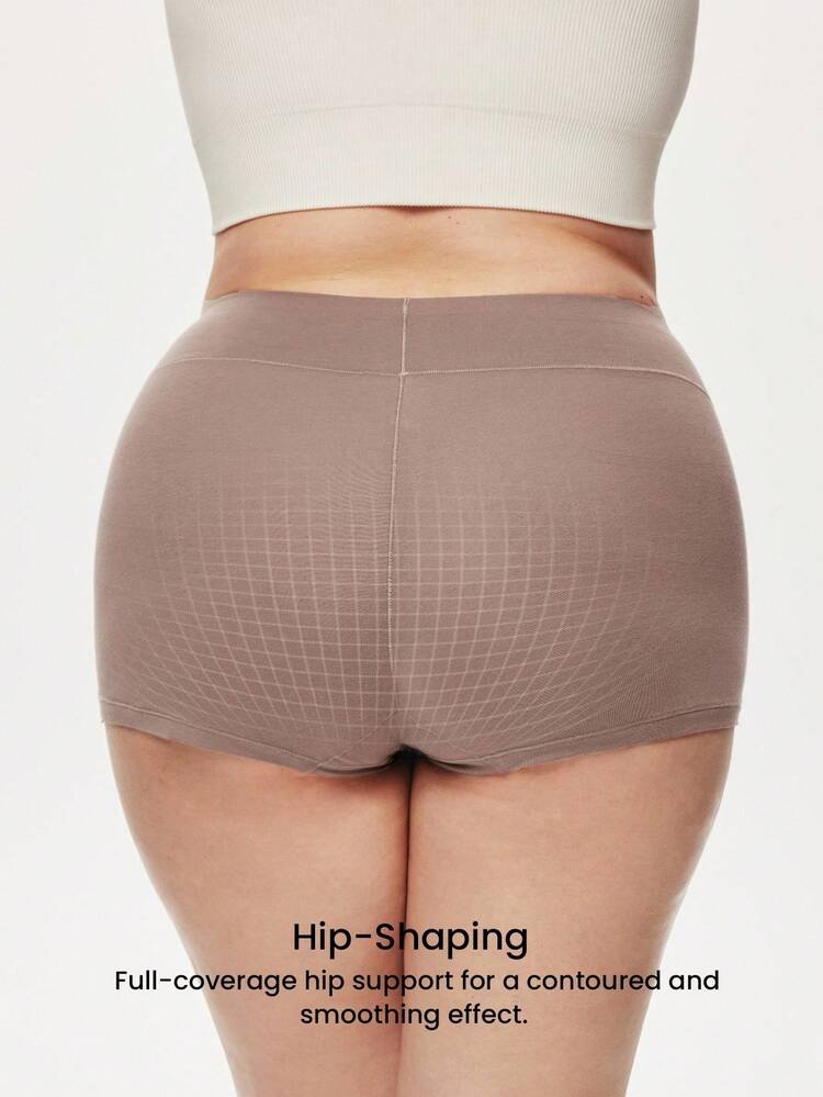 Plus 2-Pack Airy Cotton High Waist Boyshorts Waist Women Underwear Panties Set