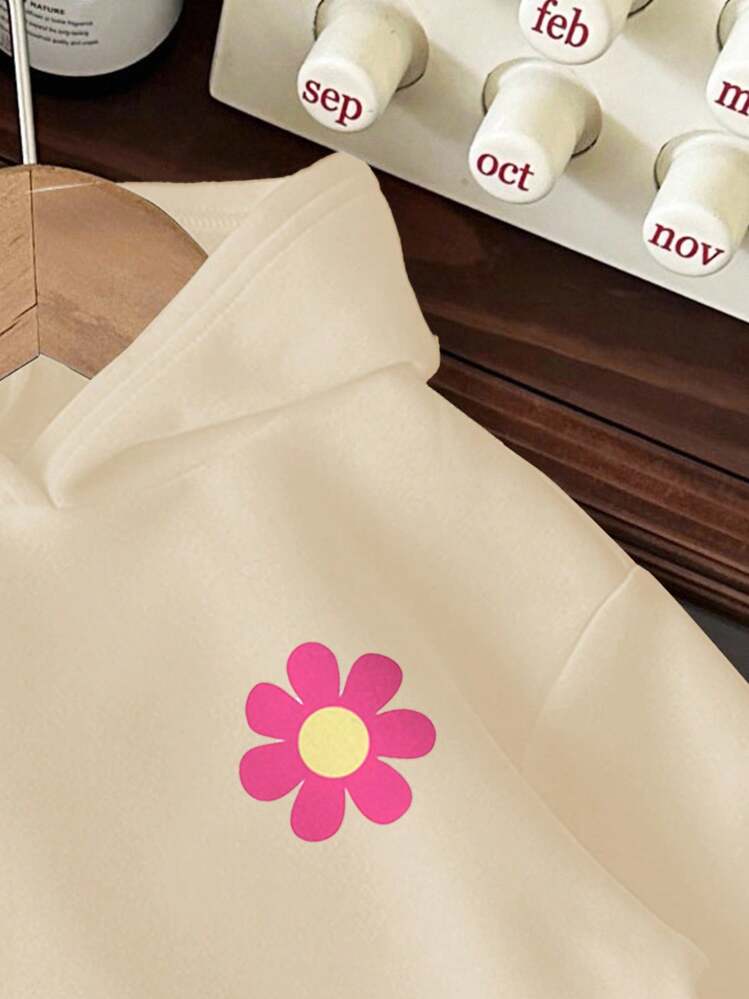 SHEIN Áo nỉ dài tay có mũ dày dặn, họa tiết thường ngày, hiệu Happikins dành cho bé gái, thích hợp cho mùa thu/đông. Áo nỉ cho bé gái, áo nỉ cho chó, áo nỉ cho cún con, áo nỉ cho thú cưng. Mùa thu. - Màu be - Xem 4