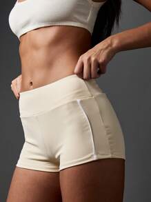 MISSGUIDED Pantalones cortos deportivos mini con pliegues en el trasero, cintura alta, compresión, para correr, yoga, entrenamiento, actividades de estudio, ropa deportiva que absorbe la humedad y se ajusta al Body - Albaricoque - Ver 3
