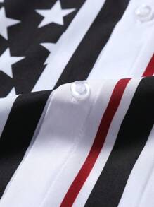 Manfinity LEGND Camisa de manga corta casual estilo americano con estampado, para verano - Multicolor - Ver 5