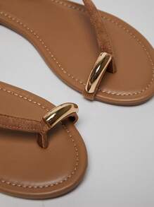 SHUZIA Women Comfortable Round-Toe Flat Sandal With Thin-Strap And Toe Ring For Daily Wear & Vacation - Camel - View 4