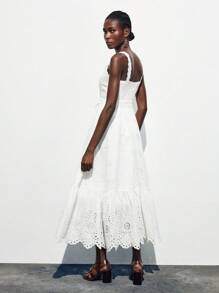 Maija 女式简约纯色束腰荷叶边肩带可调节腰部休闲假日迷你连衣裙女式端庄连衣裙女式端庄连衣裙女式毕业礼服夏季度假连衣裙夏季度假连衣裙 Fairycore 全白全白派对装女式婚礼宾客礼服优雅波西米亚风女装波西米亚风女装婚礼宾客礼服女式婚礼宾客礼服婚礼宾客礼服 - 白色 - 查看 5