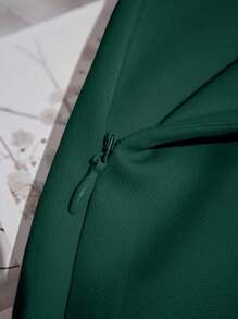 Franclia 女士纯色前系带背心衬衫和短裤休闲两件套 - 墨綠色 - 查看 3