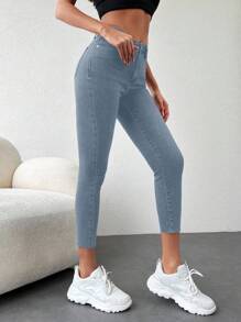 EURMUSE Women's Slim Fit Jeans - Blue - View 3