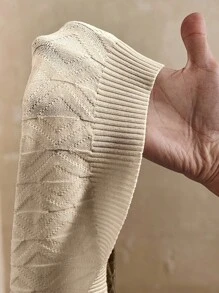 Manfinity Homme 休闲宽松简约撞色短袖男士针织上衣 - 杏色 - 查看 8