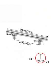 1/4 件银色不锈钢橱柜拉手，现代厨房和浴室橱柜抽屉门五金替换拉手 - 銀色 - 查看 6