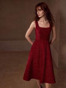 MOTF PREMIUM VÁY TWEED CÓ KHÓA KÉO - Màu Đỏ Sâu - Xem 4