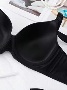 SHEIN 1 chiếc áo ngực liền mạch có lót nhẹ, mềm mại, có thể điều chỉnh cho vòng một lớn, cỡ lớn - màu đen - Xem 7