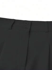 Chiquease 女士休闲日常百搭百搭宽松黑色阔腿裤 - 灰色 - 查看 6