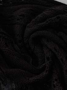 Celisse 女士纯色镂空针织超短款薄款开衫 - 黑色 - 查看 3