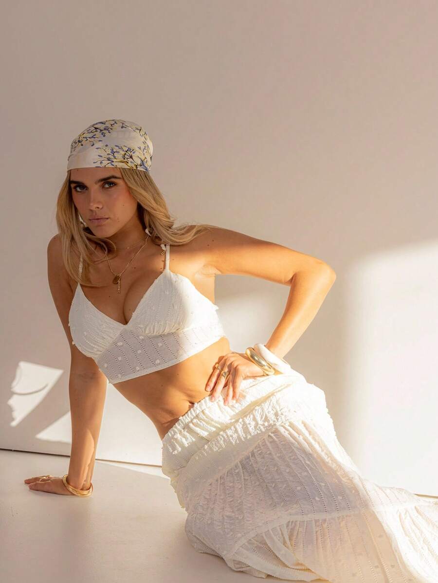 Aralina Bộ váy maxi hai mảnh họa tiết hoa Boho mùa hè - Màu be - Xem 1