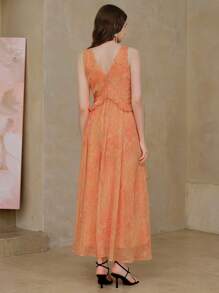 MOTF PREMIUM VESTIDO CON VOLANTES FLORALES ESTÉREO - Naranja - Ver 7