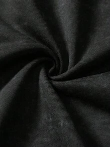 Manfinity Roghcode Pantalón de chándal para hombre con cintura con cordón, pierna acampanada y bolsillos, con diseño de rayas de copos de nieve - Negro - Ver 5