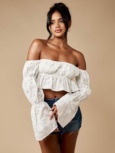 Hammered Satin Tie Front V Neck Balloon Sleeves Peplum Top