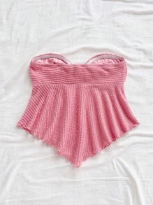 Soleia 金属花朵装饰白色针织女式背心，适合海滩、度假和约会 - 粉色 - 查看 2