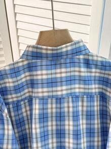 Franclia Loose Fit Casual Vintage Character Embroidered Short Sleeve Shirt - Baby Blue - View 3