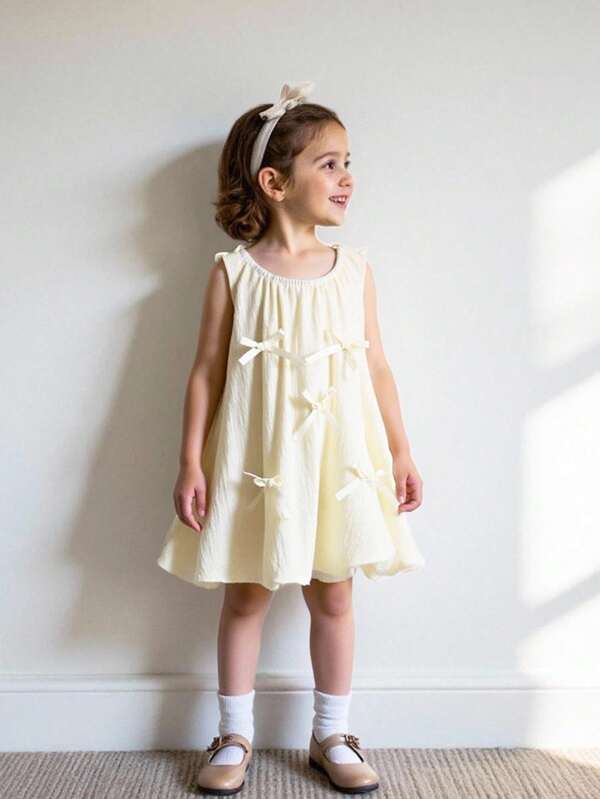 Souflis Souflis Baby Girl Infant Toddler 0-3 Years Old Casual Elegant Resort Aqua Blue Soft Tulle Bow Sleeveless Dress Bubble Dress
