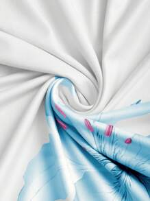 Sweetra Women's All-Over Floral Print Ruched Skirt, Casual Vacation Women Skirt Fall Cloth For Women - Baby Blue - View 5