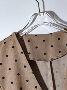 SHEIN LUNE Women's Elegant Polka Dot Sleeveless Office/Commute Blazer