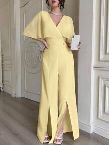 Modelyn Fashionable Minimalist Light Yellow Women's Jumpsuit - Yellow - View 4