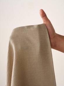 Zivah 2025秋冬新款学院风学生装日常街头基础百搭休闲度假街头风纹理面料皱布西装外套长款上衣和裤子阔腿裤带口袋腰带装饰长裤两件套杏色亚麻西装 - 杏色 - 查看 9