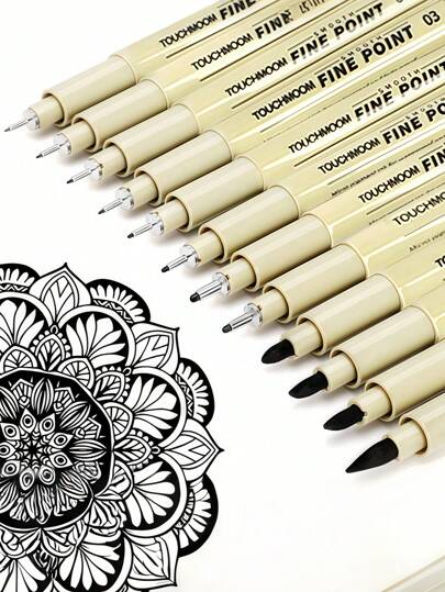 6/9/12 支黑色墨水绘图笔套装 - 细线艺术马克笔，适用于素描、涂鸦和卡通绘画，专业插画用品