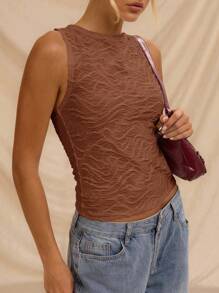 Avantive 热辣女孩度假休闲高街女士无袖夏季上衣海滩女士母亲节休闲女士上衣夏季女士无袖上衣工作女士上衣 - 棕色 - 查看 5