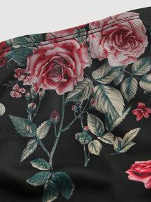 SHEIN MOD 女士性感花卉印花露背露脐上衣，夏季 - 彩色 - 查看 3