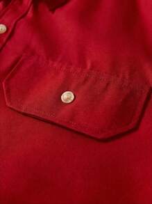 Manfinity Nomadique Áo sơ mi nam phong cách cao bồi miền Tây dài tay cài khuy đơn giản Áo sơ mi nam phong cách cao bồi miền Tây Áo sơ mi nam phong cách cao bồi màu đỏ Áo sơ mi nam màu đỏ Áo sơ mi nam phong cách cao bồi miền Tây - Đỏ - Xem 5