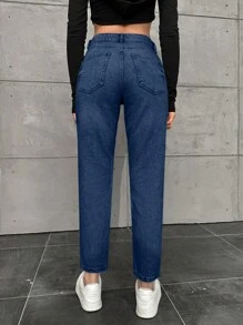 EURMUSE Quần Jeans Ống Đứng 100% Cotton Cho Nữ - Màu xanh bụi bặm - Xem 2