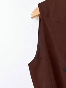 1 件女士优雅无袖两件套（含腰带） - 紫紅色 - 查看 4