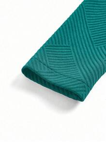 GlowEve Textured Fabric Zip-Up Casual Motorcycle Jacket With Notched Collar Fall Winter Cloth For Women - Teal Blue - View 8