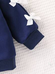 SHEIN Baby Girl Spring&Autumn Casual Style Toddler Jacket Long Sleeve Hooded Top Fall Winter - Navy Blue - View 7