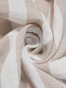 Boho Mama Pregnant Women Striped Front Tie Long Sleeve Ruffle Hem Casual Blouse - Khaki - View 7