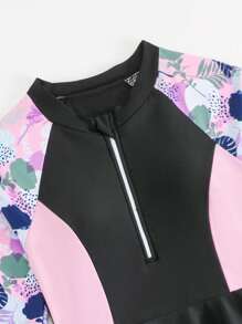 Conjunto de ropa de baño para niñas preadolescentes con parte superior tipo tank top de estampado tropical retazos y Bottom bikini, y bañador de manga larga, talla 8 a 9 años, conjunto de ropa para niñas pequeñas, conjunto de dos piezas para niñas, conjunto de ropa para niñas