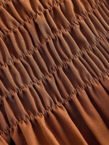 SHEIN MOD 女式纯色多层褶饰休闲中长裙