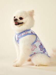 PETSIN 2件組寵物貓狗通用藍色兔子圖案印花時尚可愛休閒舒適透氣狗狗上衣 - 彩色 - 查看 5