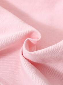 SHEIN Vintaside Kids 女婴花朵水洗柔软牛仔吊带裙 - 粉色 - 查看 3