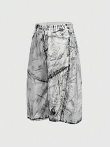 ROMWE MEN Street Life Men's Fashionable Washed & Distressed Wide-Leg Jeans - White - View 3