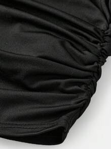 SHEIN Girlism 2 件套青少年女孩星星印花紧身 T 恤 + 宽松工装裤，休闲时尚百搭开学装 - 黑色 - 查看 4