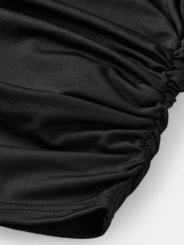 SHEIN Girlism 2 件套青少年女孩星星印花紧身 T 恤 + 宽松工装裤，休闲时尚百搭开学装 - 黑色 - 查看 4