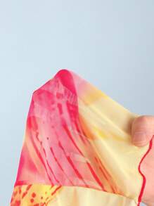 Bonvoyette Neues Damen Sichtschutz-Kleid mit zufälligen Blumendrucken, Seitenbandschnürung, 3D Blumendetail, Strand/Pool Mini Rock geeignet für alle