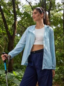 In My Nature Women's Outdoor Casual Zip Up Hoodie Jacket Thermal Thick Warm Jacket Fashionable Y2K Jacket, Baby Blue Jacket