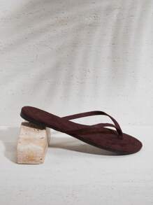 SHUZIA 女士仿麂皮人字拖 - 巧克力棕 - 查看 7