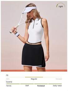 CourtClass 女式撞色边无袖运动 Polo 衫 - 白色 - 查看 4