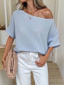 SHEIN LUNE Jersey de punto suelto y colorido para mujer - Azul - Ver 1