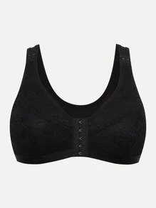SHEIN Abnehmbare & bequeme Spitzen Große Größen BH & Drahtloser BH - Schwarz - Übersicht 7