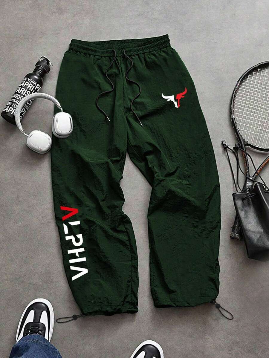 Manfinity Sport Corelite 男士字母印花抽绳腰休闲运动运动裤